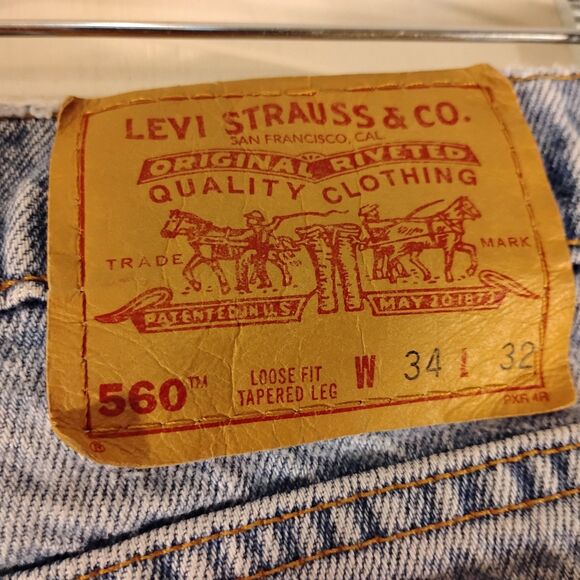 Levi's vintage 560 jeans mens 34x32 blue denim made in USA loose fit tapered leg - Picture 4 of 12